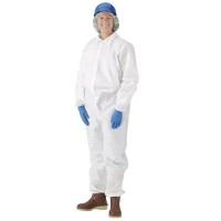 Heavy weight white disposable coveralls.