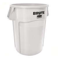 White, 55-Gallon Round Brute Drum with Venting Channels