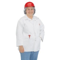 An easy-care cotton butcher jacket for food production areas.