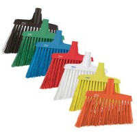 Vikan color-coded angle cut brooms are available in 7 colors.