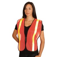 Orange, High Visibility Mesh Vest with Reflective Stripes