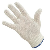 Economy Knit Gloves with Blue Wrist Cuff Edge.