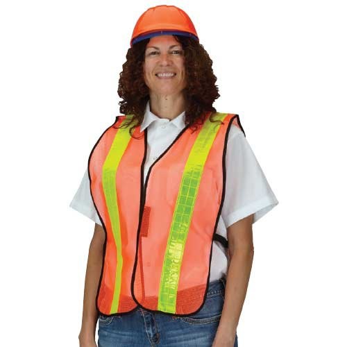 Orange, High Visibility Mesh Vest With Reflective Stripe