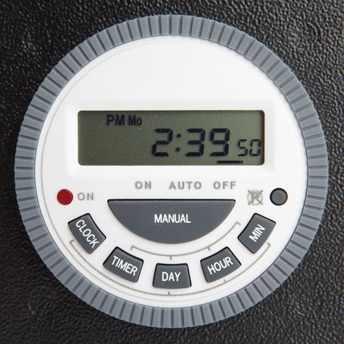 Programmable Timer Switch - 7-day/6-cycle deodorizes area up to 20,000 square feet. 